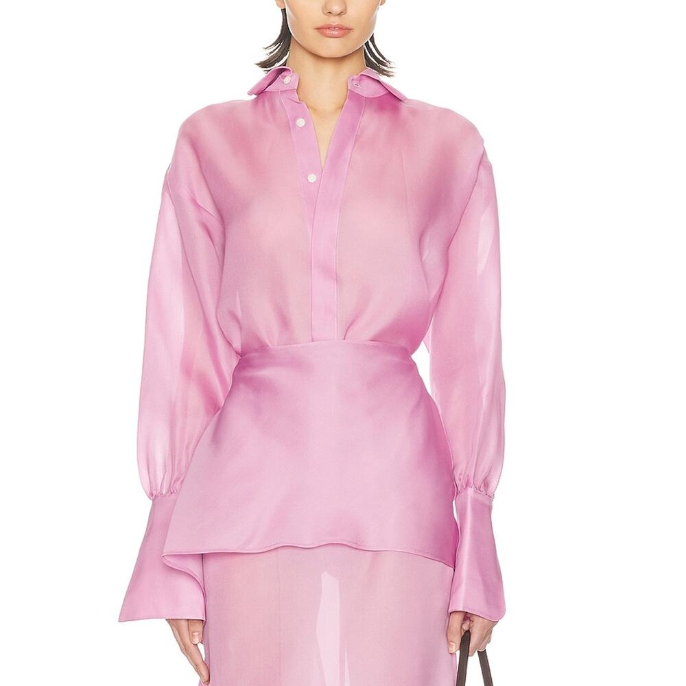 Helsa Structured Lilac Silk Gazar Shirt Size S NWT